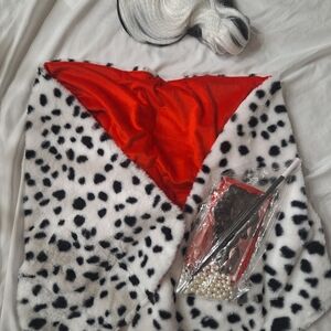 Elegant Red and Black Dalmatian Print Women's Shawl